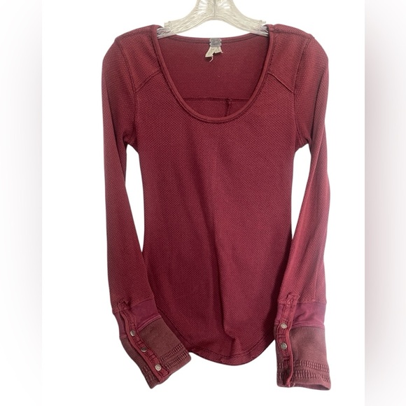 Free people We the Free Thermal waffle Cuff long sleeve shirt size Medium - Picture 2 of 6